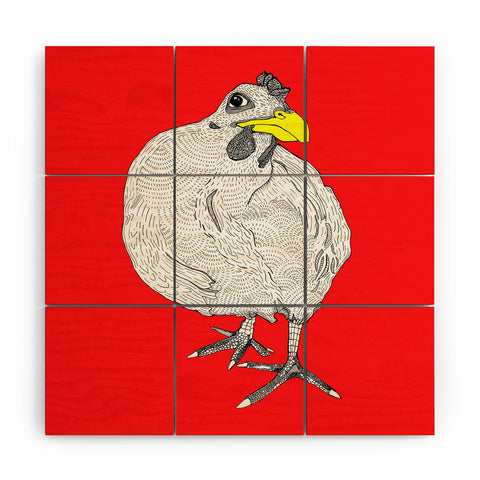 Casey Rogers Chicken Yellow Wood Wall Mural