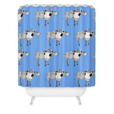 Casey Rogers Cow Repeat Shower Curtain