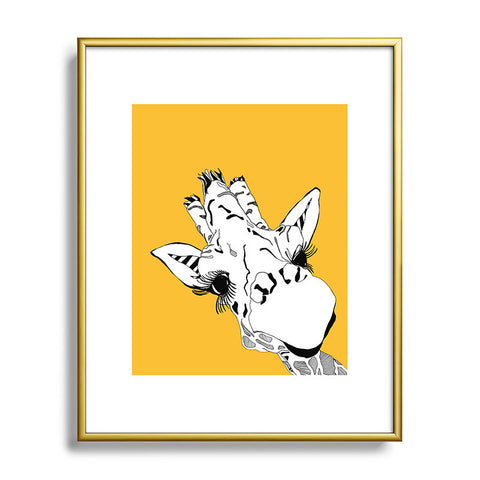 Casey Rogers Giraffe Yellow Metal Framed Art Print