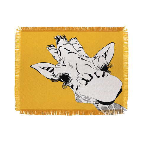 Casey Rogers Giraffe Yellow Throw Blanket