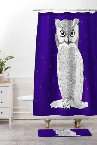 Casey Rogers Owl Shower Curtain And Mat