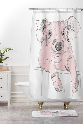 Casey Rogers Piggywig Shower Curtain And Mat