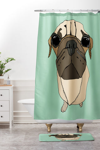Casey Rogers Puglet Shower Curtain And Mat
