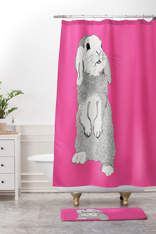 Casey Rogers Rabbit Shower Curtain And Mat