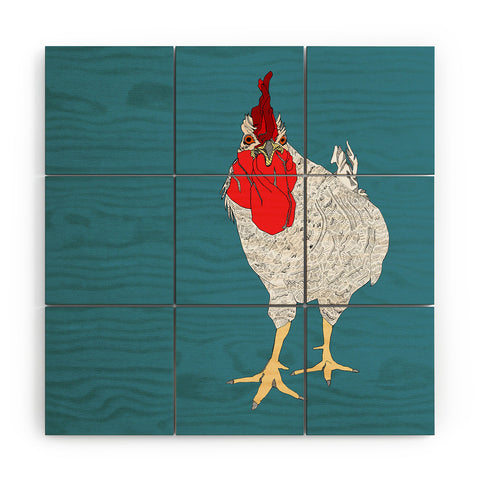 Casey Rogers Rooster Wood Wall Mural