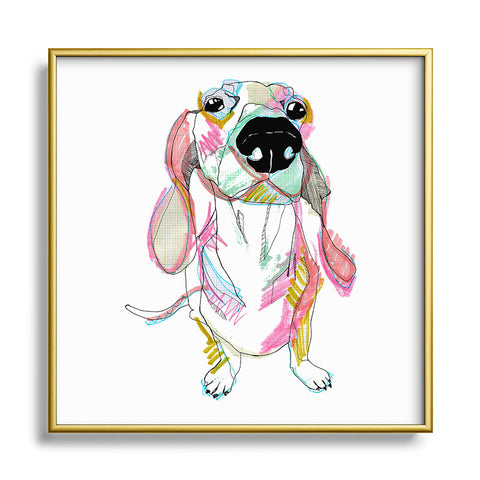 Casey Rogers Sausage Dog Metal Square Framed Art Print
