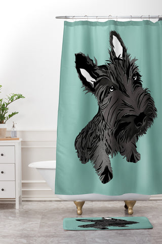 Casey Rogers Scottie Shower Curtain And Mat