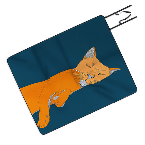 Casey Rogers Sleepy Cat Picnic Blanket