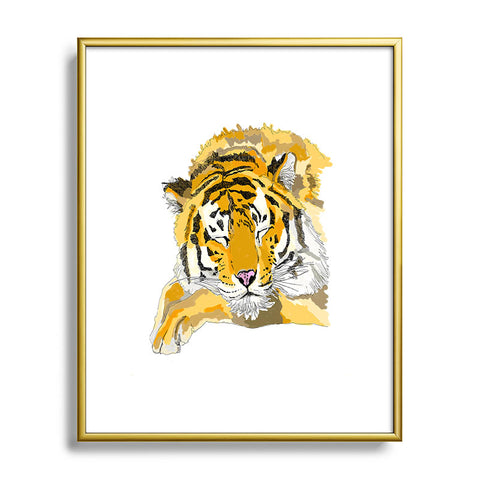 Casey Rogers Sleepy Tiger Metal Framed Art Print