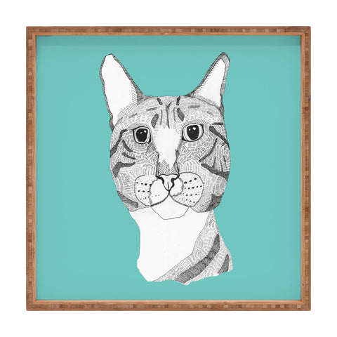 Casey Rogers Tabby Cat Square Tray