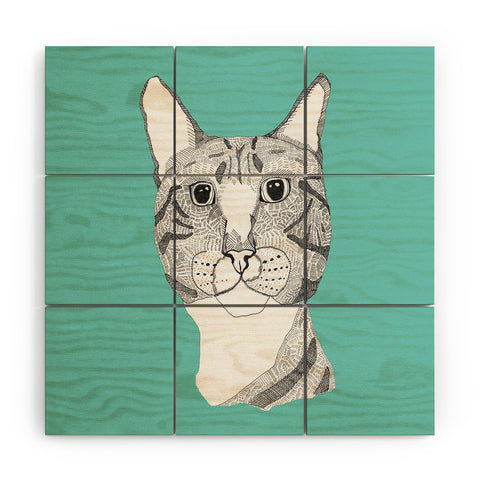 Casey Rogers Tabby Cat Wood Wall Mural