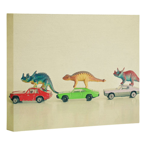 Cassia Beck Dinosaurs Ride Cars Art Canvas