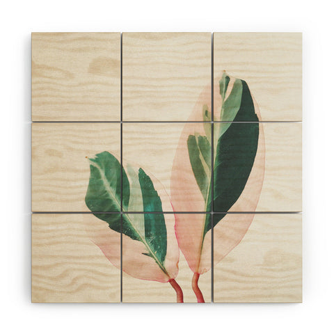 Cassia Beck Pink Leaves I Wood Wall Mural