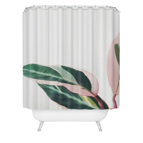 Cassia Beck Pink Leaves II Shower Curtain