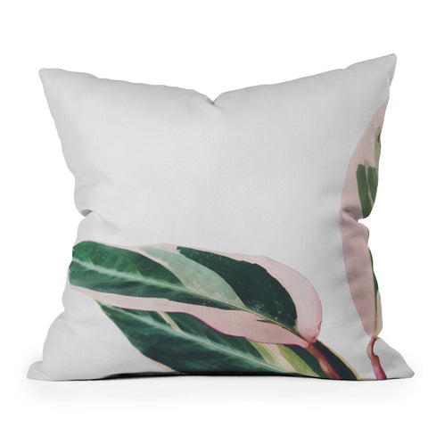 Cassia Beck Pink Leaves II Throw Pillow
