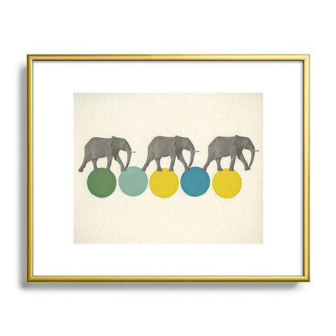 Cassia Beck Travelling Elephants Metal Framed Art Print