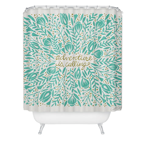 Cat Coquillette Adventure is Calling Mint Shower Curtain