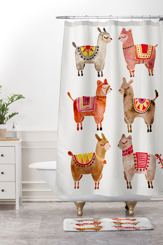 Cat Coquillette Alpacas by Cat Coquillette Shower Curtain And Mat