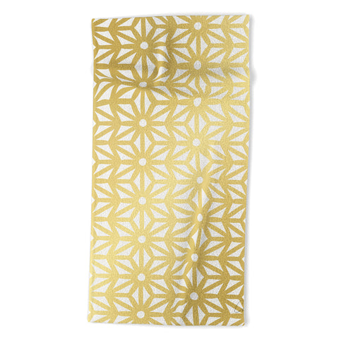Cat Coquillette Asanoha Pattern Gold Beach Towel