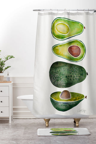 Cat Coquillette Avocado Slices Shower Curtain And Mat
