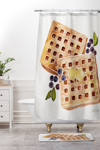 Cat Coquillette Blueberry Waffles Shower Curtain And Mat