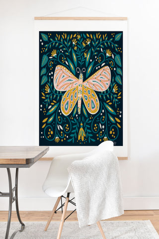 Cat Coquillette Butterfly Symmetry Teal Palet Art Print And Hanger