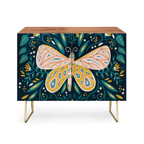 Cat Coquillette Butterfly Symmetry Teal Palet Credenza