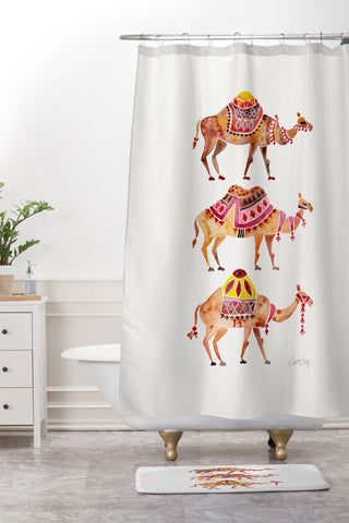 Cat Coquillette Camel Train Shower Curtain And Mat