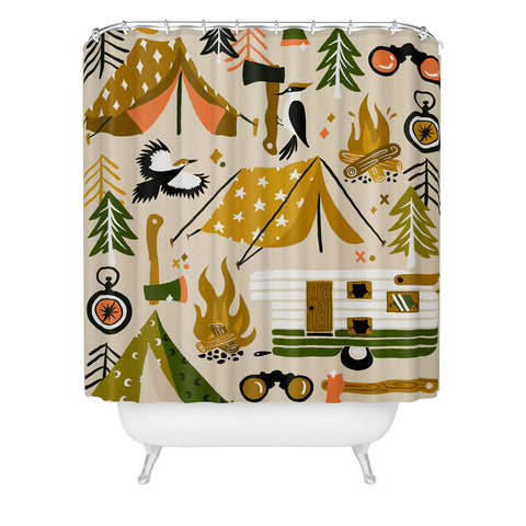 Cat Coquillette Camping Kit Olive Palette Shower Curtain