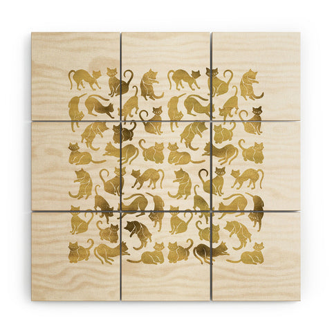 Cat Coquillette Cat Positions in Gold Wood Wall Mural