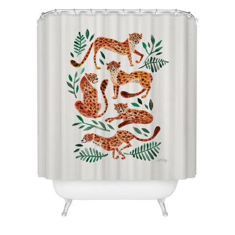 Cat Coquillette Cheetah Collection in Orange Shower Curtain