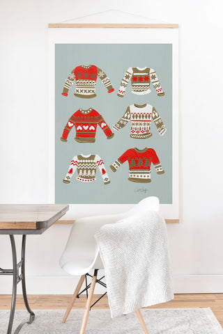 Cat Coquillette Christmas Sweaters Vintage Gold Art Print And Hanger