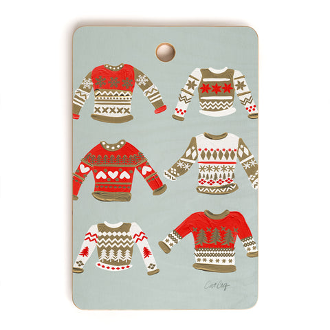 Cat Coquillette Christmas Sweaters Vintage Gold Cutting Board Rectangle