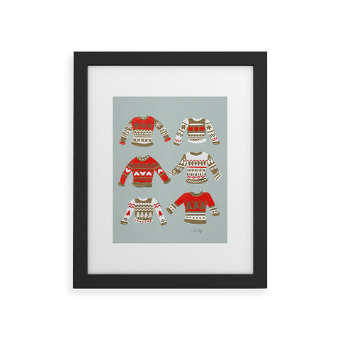 Cat Coquillette Christmas Sweaters Vintage Gold Framed Art Print