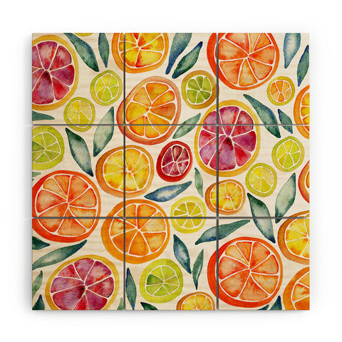 Cat Coquillette Citrus Slices Pattern Wood Wall Mural