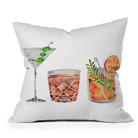 Cat Coquillette Classic Cocktails 1960s Outdoor Throw Pillow