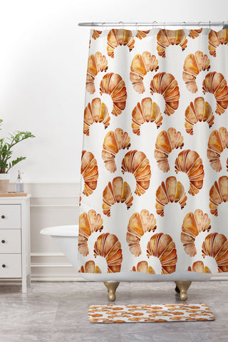 Cat Coquillette Croissant Collection Shower Curtain And Mat