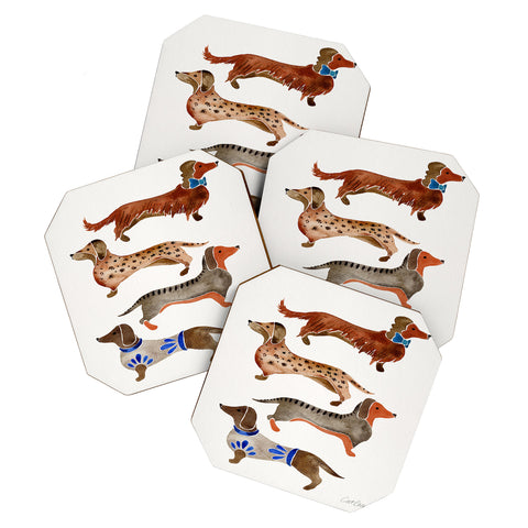 Cat Coquillette Dachshunds by CatCoq Coaster Set