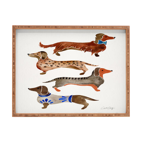 Cat Coquillette Dachshunds by CatCoq Rectangular Tray