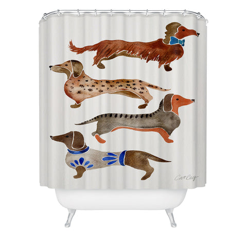 Cat Coquillette Dachshunds by CatCoq Shower Curtain