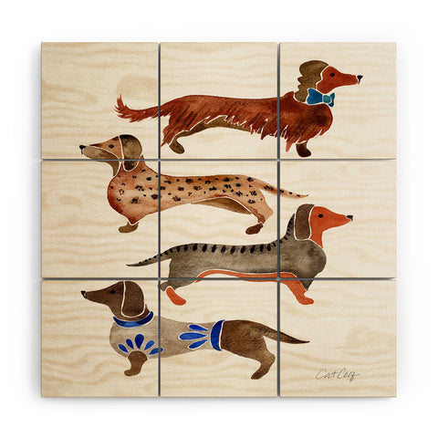 Cat Coquillette Dachshunds by CatCoq Wood Wall Mural
