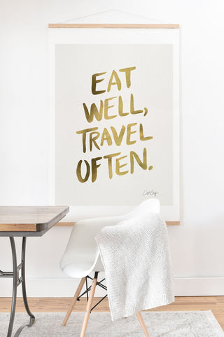 Cat Coquillette Eat Well Travel Often Gold Art Print And Hanger