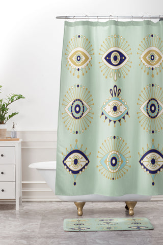 Cat Coquillette Evil Eye Collection Shower Curtain And Mat