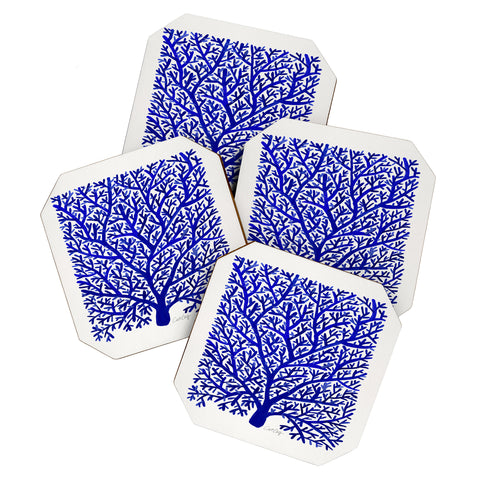 Cat Coquillette Fan Coral Navy Coaster Set