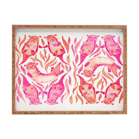 Cat Coquillette Five Otters Pink Ombre Rectangular Tray