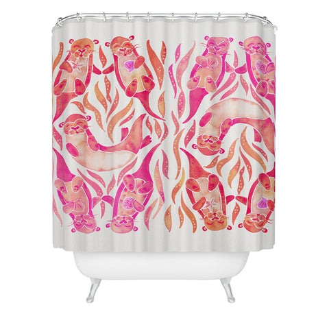 Cat Coquillette Five Otters Pink Ombre Shower Curtain