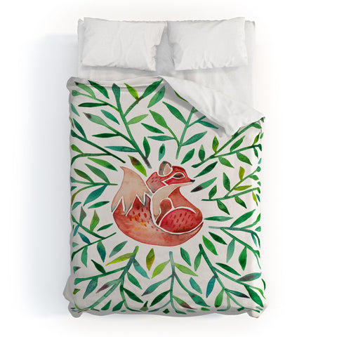 Cat Coquillette Fox and Fronds Duvet Cover