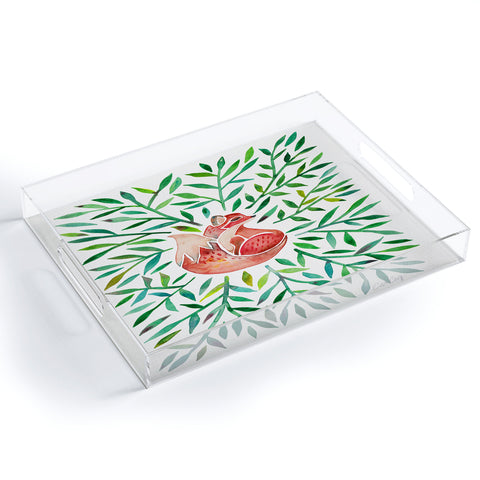 Cat Coquillette Fox and Fronds Acrylic Tray