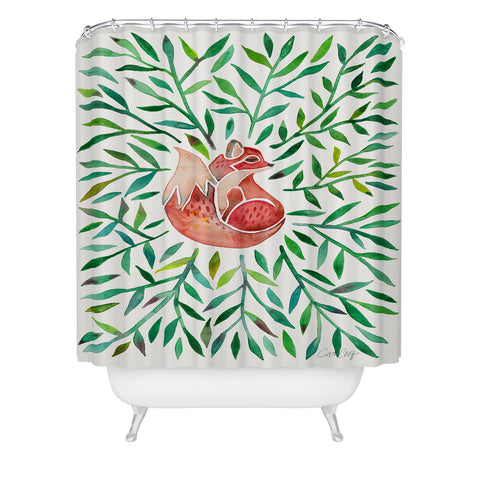 Cat Coquillette Fox and Fronds Shower Curtain