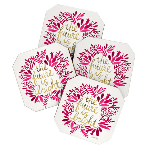 Cat Coquillette Future is Bright Pink Gold Coaster Set